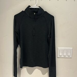 Prana quarter zip long sleeve athletic pullover. Black/Gray. Large.
